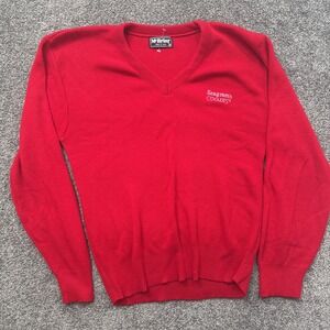 Mens M McBriar Sweater Seagrams Cooler Logo Red V Neck Made In USA Christmas